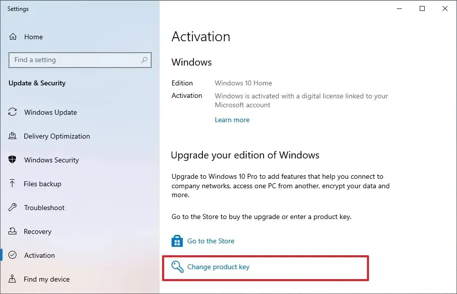 Changer la clé de produit de Windows 10