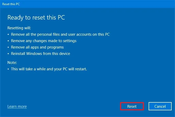 로컬 재설치 옵션을 사용한 Windows 10 새로 설치