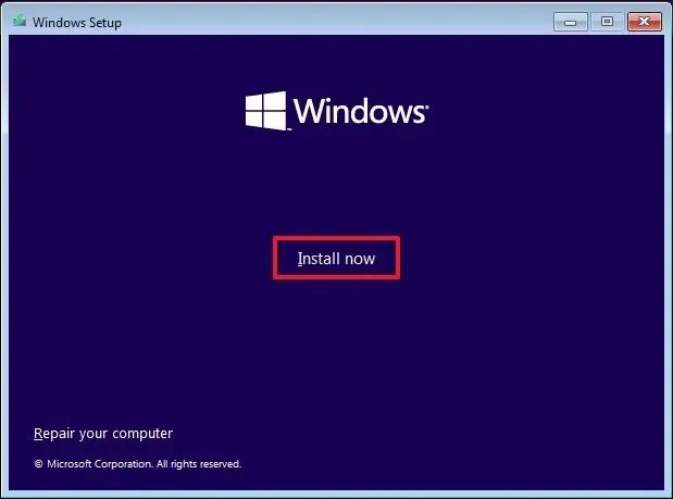 Option „Jetzt installieren“ für Windows 10