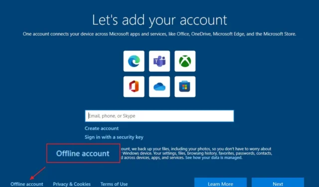 Windows 10 installeren zonder Microsoft-account