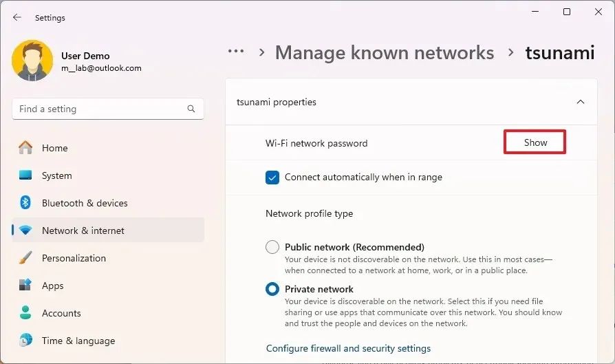 Windows 11 24H2 mostra la password Wi-Fi