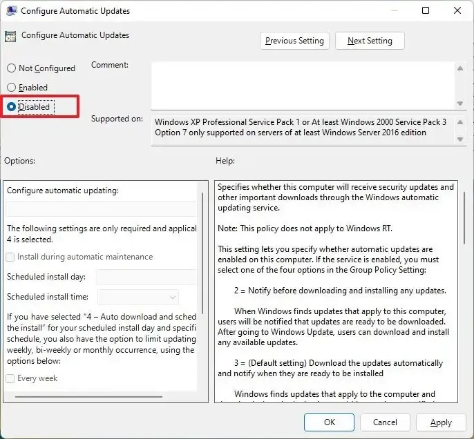 Deshabilitar actualizaciones automáticas en Windows 11
