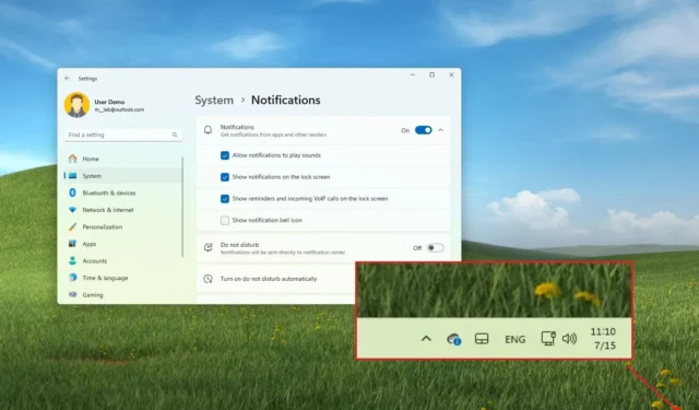 Cómo eliminar el icono de la campana de notificaciones de la barra de tareas en Windows 11