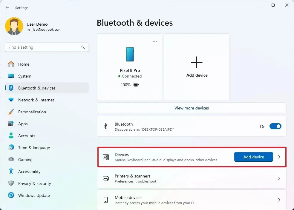 Impostazioni dei dispositivi Bluetooth