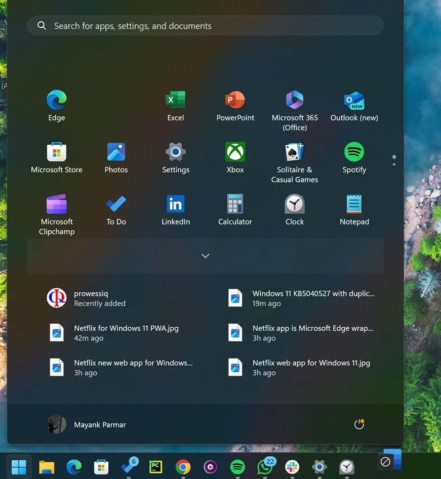 Przypięte aplikacje w menu Start systemu Windows 11 — przeciągnij i upuść