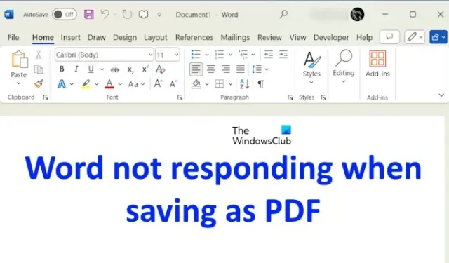 Word ne répond pas lors de l’enregistrement au format PDF