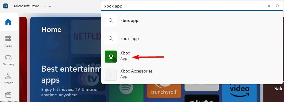 Xbox-App im Microsoft Store