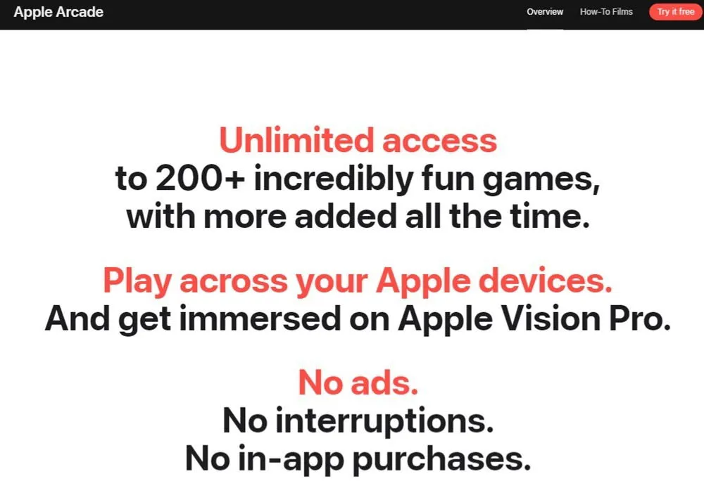 Avantages de rejoindre l'abonnement Apple Arcade.