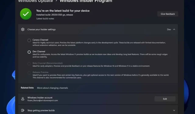 Windows 11 Canary 빌드가 Dev 빌드로 제목이 지정되어 있어도 걱정하지 마십시오. 채널이 변경되지 않았습니다.