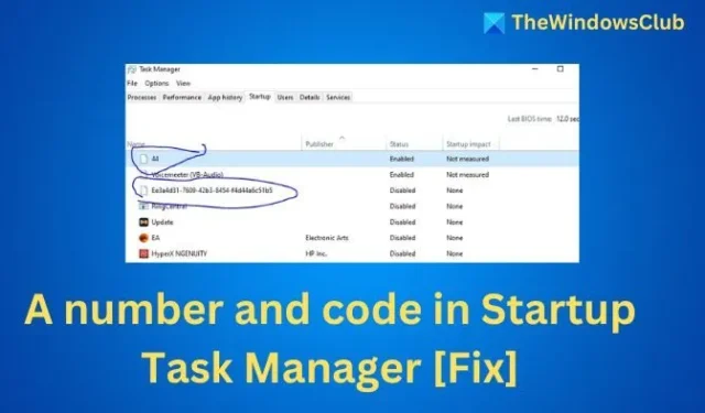 Eine Nummer und ein Code im Startup Task Manager [Fix]