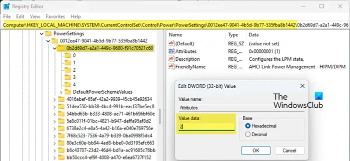 AHCI Link Power Management Einstellung 2 Registrierung