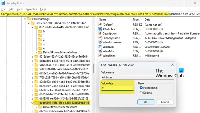 Configuración de administración de energía de AHCI Link Registro