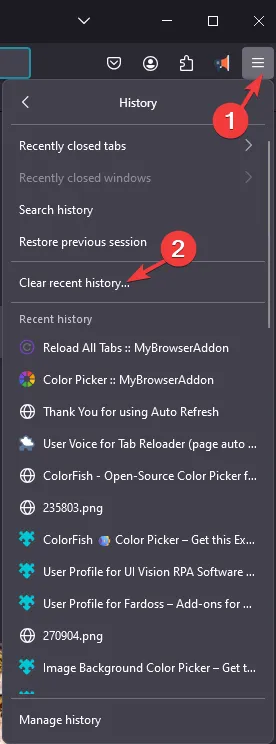 effacer l'historique récent - Firefox ne charge pas les sites Web