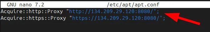 Określanie serwera proxy dla APT w jego pliku konfiguracyjnym.