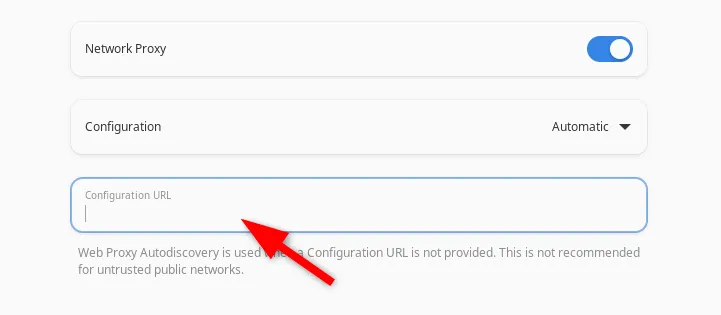 Especificación de proxy de configuración automática con URL.