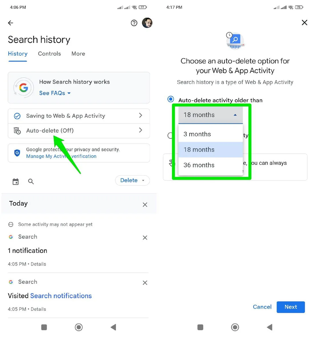 Eliminar automáticamente el historial de búsqueda de Google