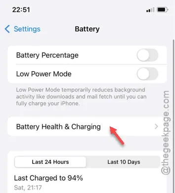 stato della batteria e carica minima