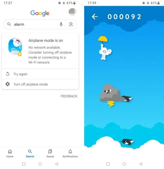 Cloudgame spelen via de Google-app op een Android-telefoon.