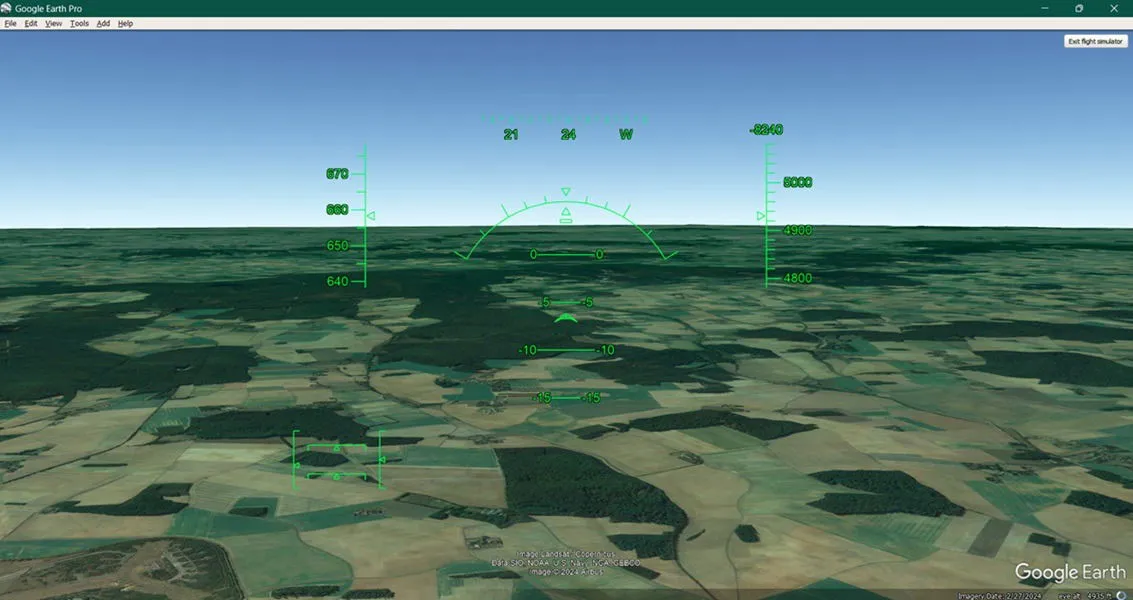 Flight Simulator gebruiken in Google Earth.