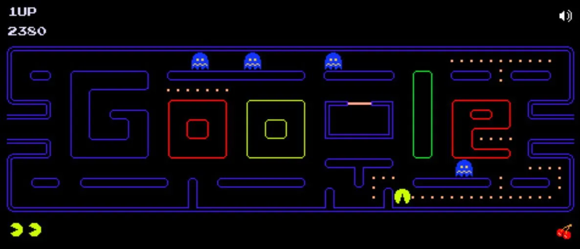 Pac Man spelen in Google-zoekopdracht.