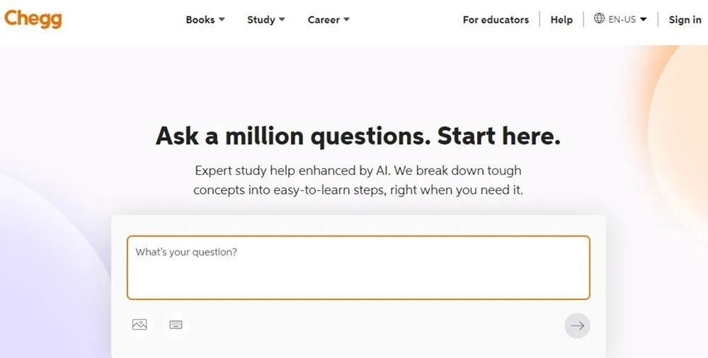 最高の宿題支援サイトの 1 つである Chegg で質問します。