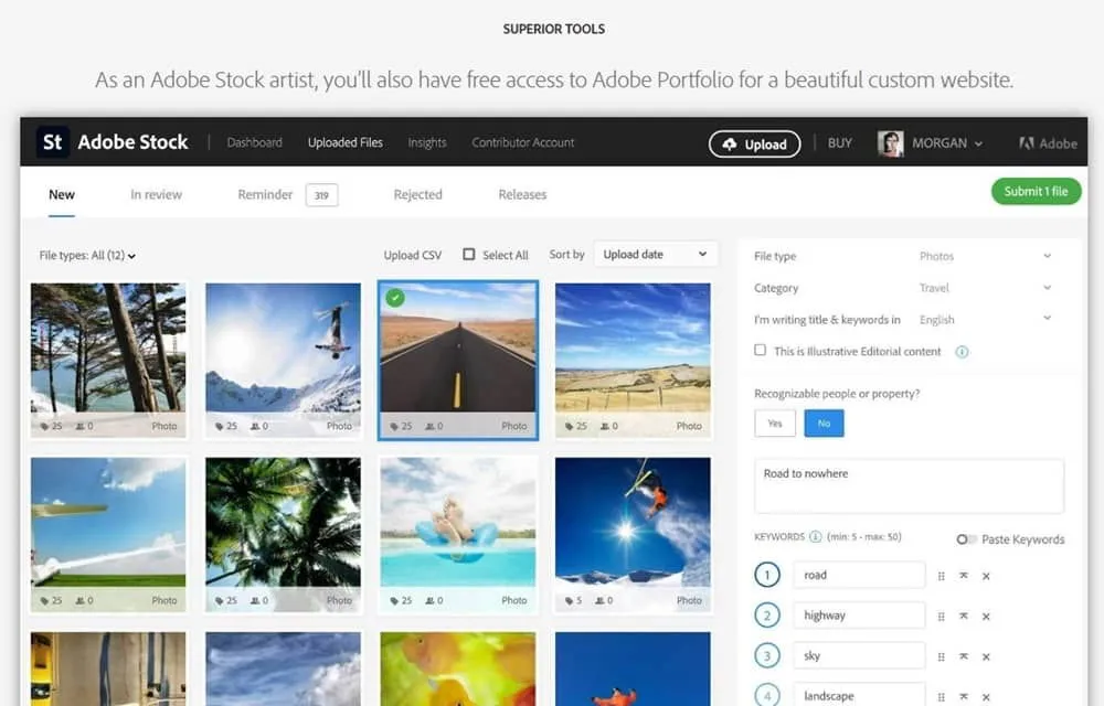 Adobe Stock 판매자 포트폴리오 사이트 샘플입니다.