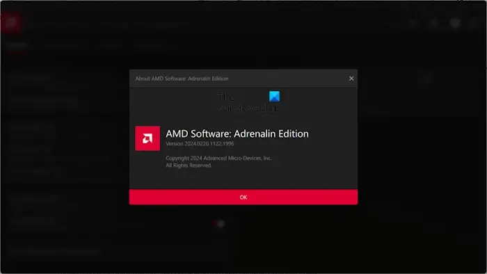 Überprüfen Sie die AMD-Softwareversion