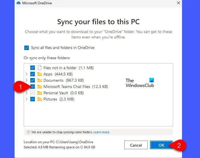 Comprobar la configuración de sincronización de OneDrive