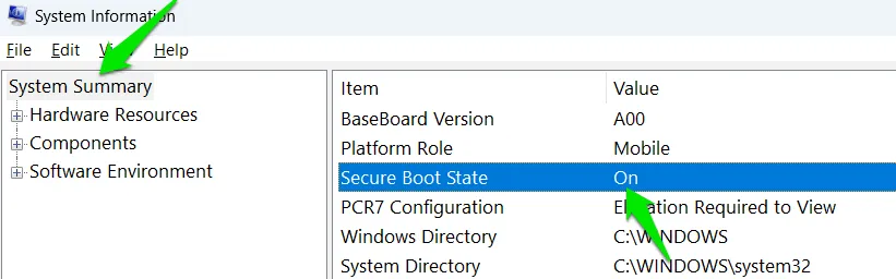 Controllare Secure Boot se è abilitato