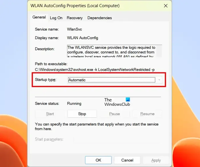 Comprobar el estado del servicio de configuración automática de WLAN