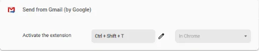 Una captura de pantalla que muestra una tecla de acceso rápido de extensión que sobrescribe una combinación de teclas del sistema predeterminada para Chrome.