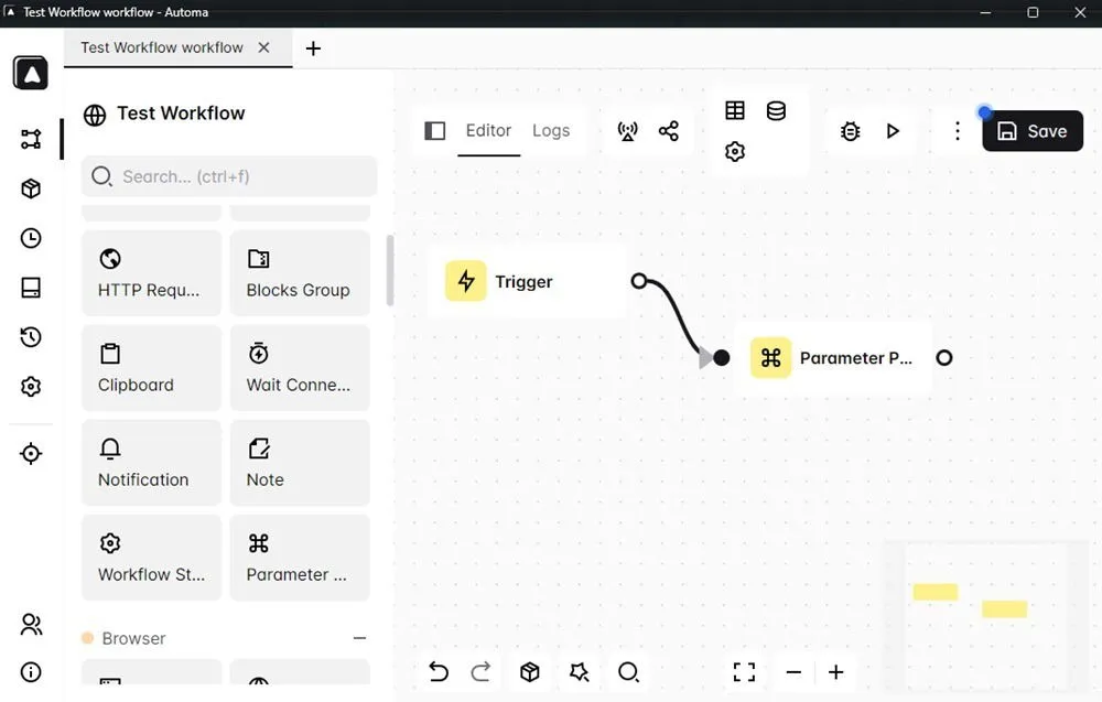 Einrichten eines Workflows mit Automa.