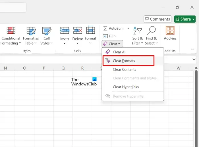 Klare Formatierung in Excel