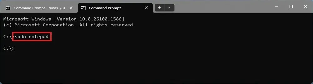 Windows 11 Opdrachtprompt Sudo run app verhoogde