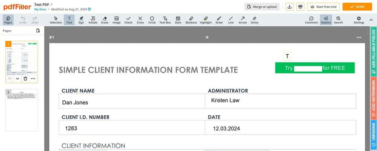 Edición de PDF con contenido rellenable con pdfFiller.