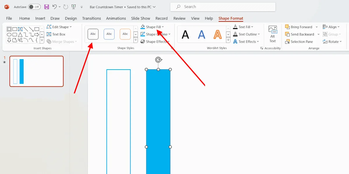 Utwórz timer baru w programie Powerpoint