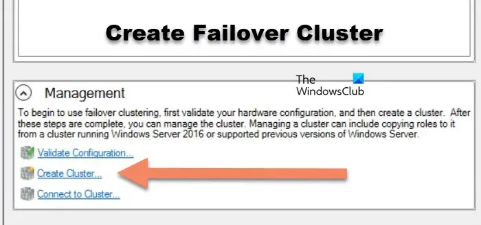 Utwórz klaster trybu failover w systemie Windows Server