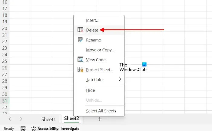 Eliminar una hoja en Excel