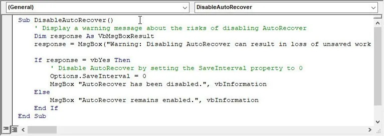 Disabilita lo script di ripristino automatico