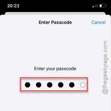 Geben Sie den Passcode mindestens