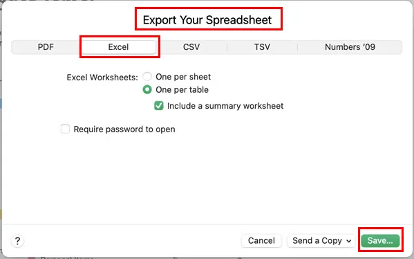 exportieren excel speichern