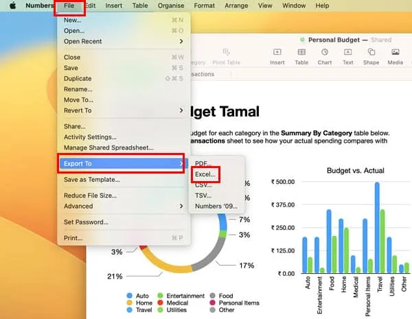 nach Excel exportieren