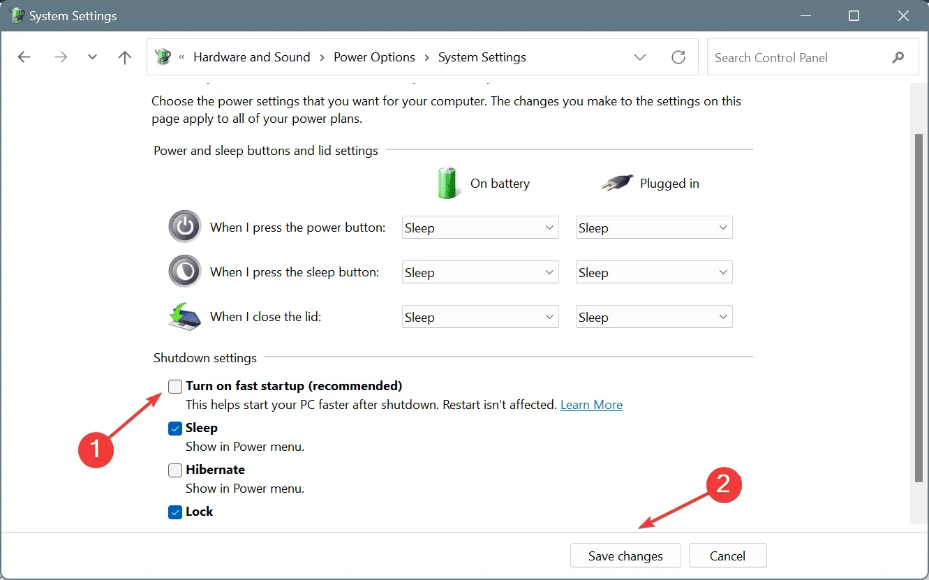 Deaktivieren Sie den Schnellstart, um CACHE_INITIALIZATION_FAILED zu beheben