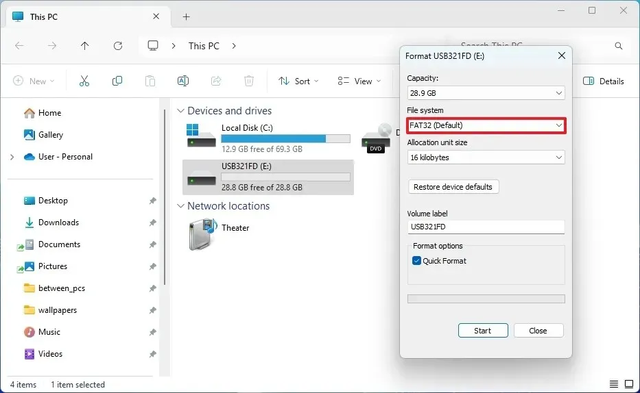 Formatieren Sie FAT32 bis zu 2 TB