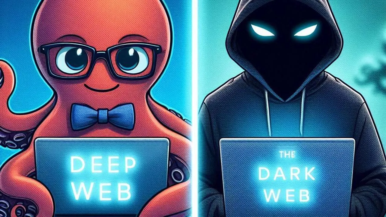 Imagen destacada que compara la Deep Web con la Dark Web.