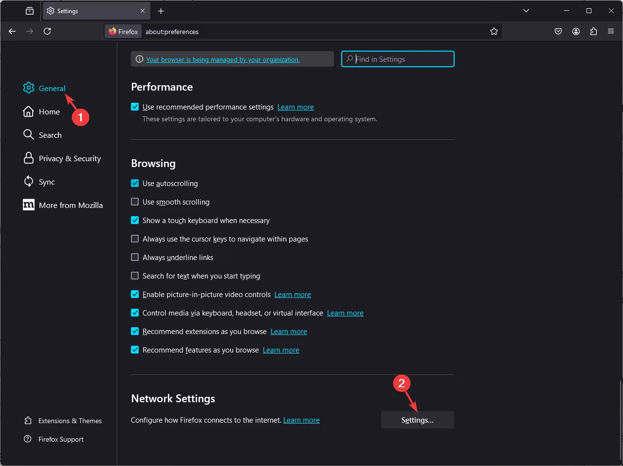 Configuración de la red