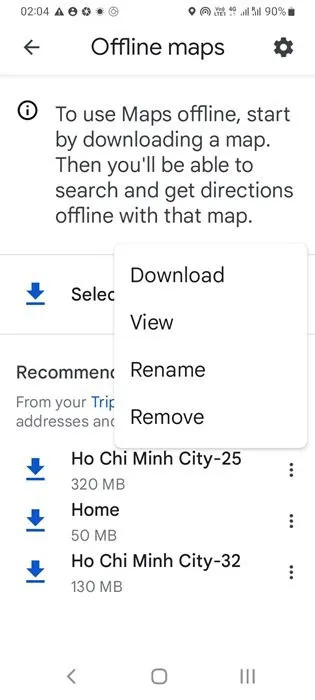 Supprimez les cartes hors ligne dans l'application Google Maps pour libérer de l'espace de stockage sur Android.