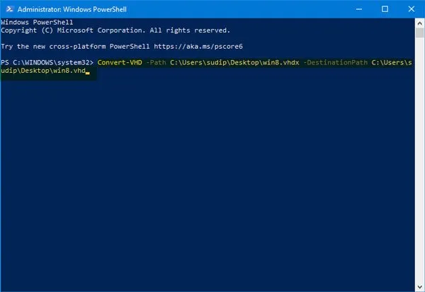 Como converter arquivo Hyper-V VHDX para VHD usando o Windows PowerShell