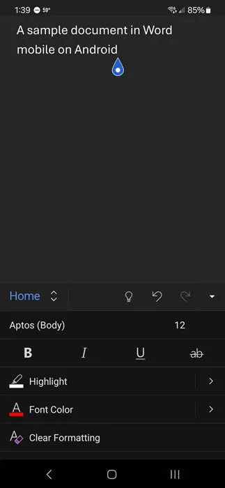 在 Android 上透過 Word 應用程式免費使用 Microsoft Office 的範例。