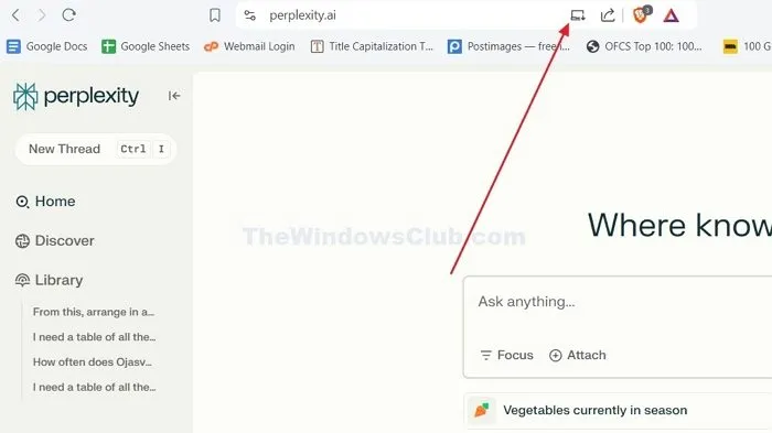 Installa Perplexity Progressive Web App su PC Windows